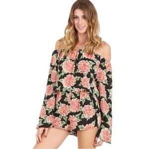 Show Me Your MuMu Floral Romper Flower Puff Girls Size M